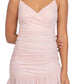 Vestido franzido com bolinhas brilhantes B Darlin Junior, rosa, tamanho 12