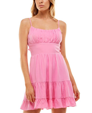 Vestido Emma em camadas rosa da B Darlin Junior, tamanho 9-10
