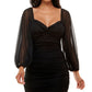 Vestido justo franzido feminino B Darlin Junior, preto, tamanho médio