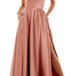 Vestido longo B Darlin Junior's com decote canoa e amarração nas costas, marrom, tamanho 12