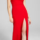 Vestido de festa feminino B Darlin com um ombro só e recorte vermelho, tamanho 17-18
