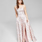 Vestido de baile jacquard com decote redondo B Darlin Junior, branco, tamanho 11-12