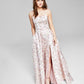 Vestido de baile jacquard com decote redondo B Darlin Junior, branco, tamanho 11-12
