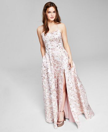 Vestido de baile jacquard com decote redondo B Darlin Junior, branco, tamanho 11-12