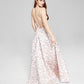 Vestido de baile jacquard com decote redondo B Darlin Junior, branco, tamanho 11-12
