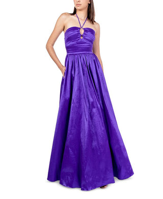 Vestido de tafetá com amarração halter B Darlin Junior, roxo, tamanho 56