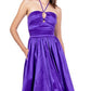 Vestido de tafetá com amarração halter B Darlin Junior, roxo, tamanho 56