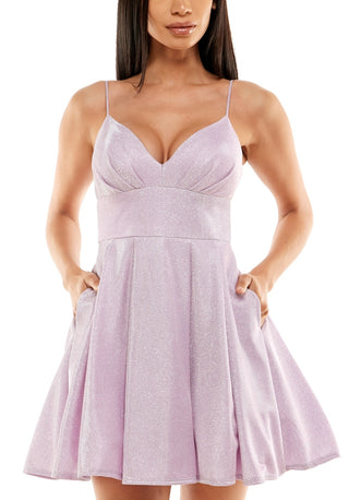 Vestido de festa skater de malha brilhante B Darlin Junior, roxo, tamanho 13-14