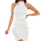Vestido justo com decote halter B Darlin Junior's, branco, tamanho 15-16