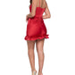 Vestido justo de cetim franzido feminino B Darlin, vermelho, tamanho 14