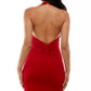 Vestido franzido estilo halter para jovens Emerald Sundae, vermelho, tamanho P