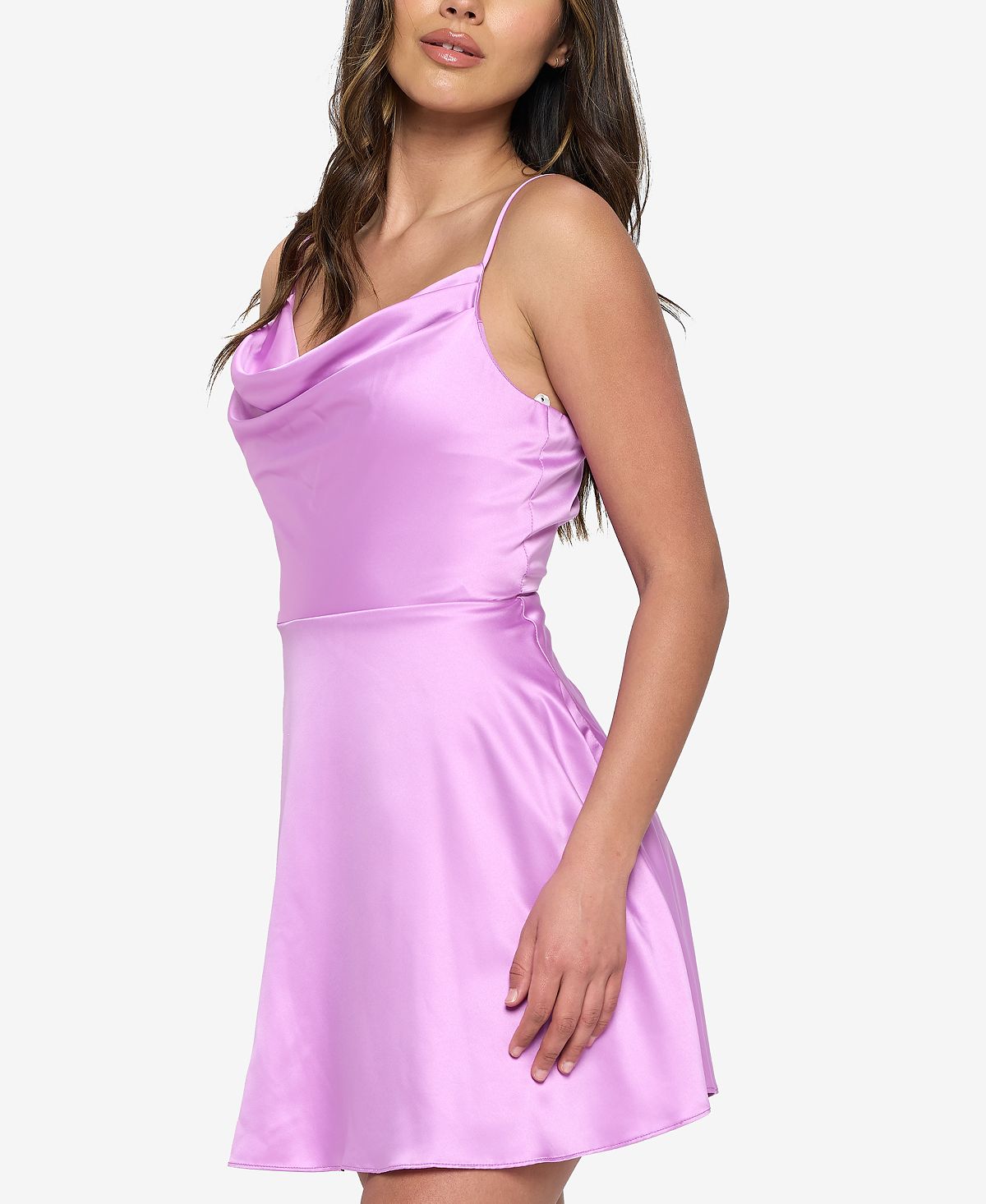 Vestido B Darlin Junior's com decote careca e ajuste evasê, roxo, tamanho 15-16