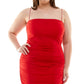 Vestido feminino B Darlin com alças elásticas e decote quadrado, justo, vermelho, tamanho 18