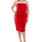 Vestido feminino B Darlin com alças elásticas e decote quadrado, justo, vermelho, tamanho 18