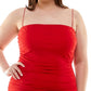 Vestido feminino B Darlin com alças elásticas e decote quadrado, justo, vermelho, tamanho 24