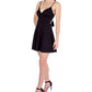 Vestido B Darlin Junior com decote em V e ajuste evasê, preto, tamanho 9-10