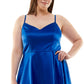 Vestido feminino de cetim B Darlin, azul, tamanho 16W