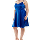 Vestido feminino de cetim B Darlin, azul, tamanho 22W