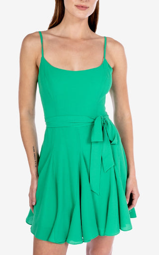 Vestido B Darlin Junior's com amarração na cintura, verde, tamanho 11-12