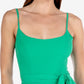 Vestido B Darlin Junior's com amarração na cintura, verde, tamanho 11-12