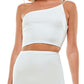 Vestido midi justo de um ombro só, duas peças, branco, tamanho 14, da B Darlin Junior