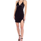 Vestido decote em V com costas nadador e técnica mista B Darlin Junior's, preto, tamanho 7-8