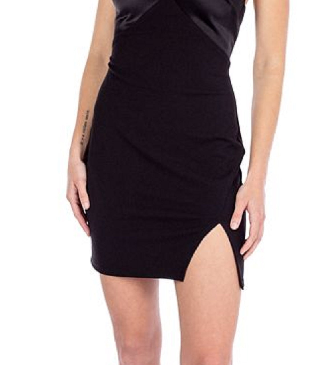 Vestido decote em V com costas nadador e técnica mista B Darlin Junior's, preto, tamanho 7-8