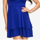 Vestido azul com decote profundo e camadas B Darlin Junior, tamanho 5-6