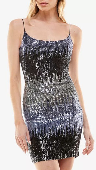 Vestido de lantejoulas ombré B Darlin Junior, cinza, tamanho 9-10