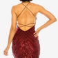 Vestido justo com lantejoulas e decote em V da B Darlin Junior, vermelho, tamanho 9/10