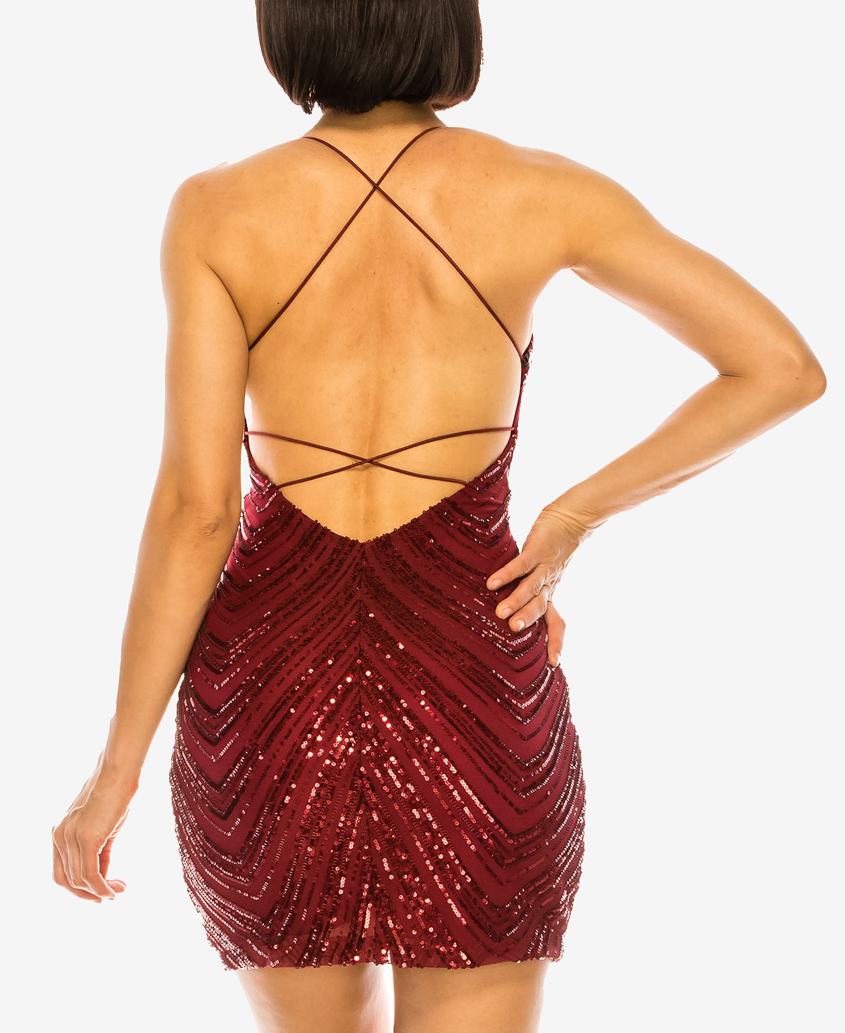 Vestido justo com lantejoulas e decote em V da B Darlin Junior, vermelho, tamanho 9/10