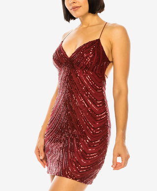 Vestido justo com lantejoulas e decote em V da B Darlin Junior, vermelho, tamanho 9/10