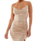 Vestido justo com decote redondo B Darlin Junior's marrom tamanho grande