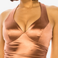 Vestido de cetim com costas cruzadas B Darlin Junior, dourado, tamanho M