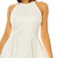 Vestido skater feminino B Darlin com renda e decote alto, branco, tamanho 7-8
