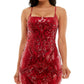 Vestido justo com alças finas e decote quadrado da B Darlin Junior, vermelho, tamanho 56