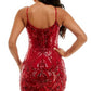 Vestido justo com alças finas e decote quadrado da B Darlin Junior, vermelho, tamanho 56