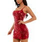 Vestido justo com alças finas e decote quadrado da B Darlin Junior, vermelho, tamanho 45115