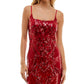 Vestido justo com alças finas e decote quadrado da B Darlin Junior, vermelho, tamanho 45115