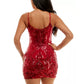 Vestido justo com alças finas e decote quadrado da B Darlin Junior, vermelho, tamanho 45115