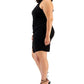 Vestido feminino B Darlin com decote simulado evasê, preto, tamanho 14