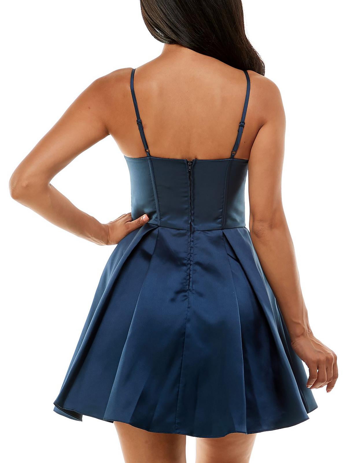 Vestido curto feminino B Darlin com corte evasê evasê, azul, tamanho 12