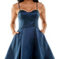 Vestido Corset A Line de Cetim B Darlin Junior Azul Tamanho 14
