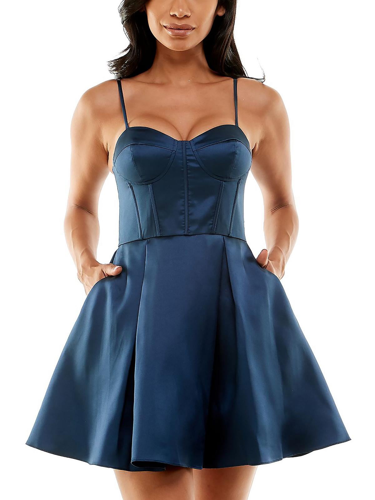 Vestido Corset A Line de Cetim B Darlin Junior Azul Tamanho 14