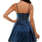 Vestido Corset A Line de Cetim B Darlin Junior Azul Tamanho 16