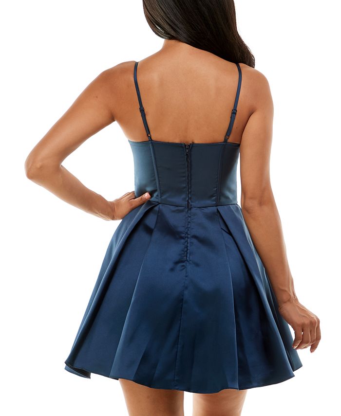 Vestido Corset A Line de Cetim B Darlin Junior Azul Tamanho 16