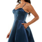 Vestido Corset A Line de Cetim B Darlin Junior Azul Tamanho 16