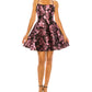 Vestido evasê floral jacquard A da B Darlin Junior, preto, tamanho 13-14