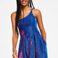 Vestido B Darlin Junior com alças nas costas e acabamento brilhante, azul, tamanho 56