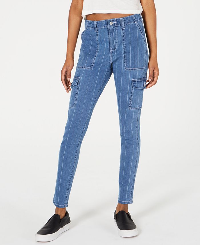 Calça Jeans Cargo Skinny Listrada Dickies Feminina Azul Tamanho 11